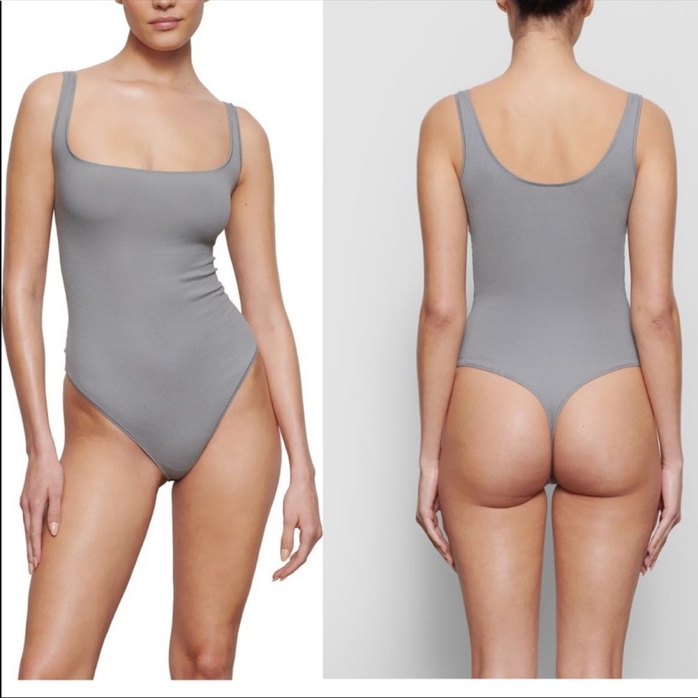 SKIMS Ribbed Cotton Bodysuit NWT PACIFIC